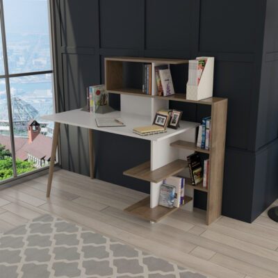 Birou, Quasar & Co.®, mobilier living/office, 141.8 x 60 x 121.4 cm, MDF, alb/nuc 7 Birou, Quasar & Co.®, mobilier living/office, 141.8 x 60 x 121.4 cm, MDF, alb/nuc 7