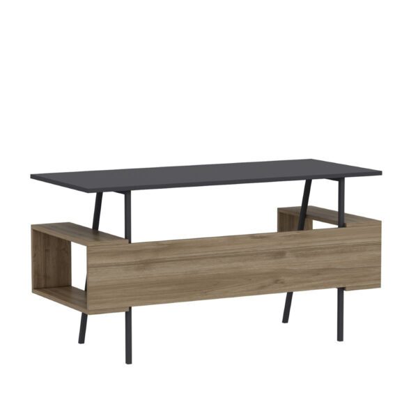 Birou, Quasar & Co.®, mobilier living/office, 140 x 60 x 73.8 cm, MDF, gri antracit/nuc - imagine 2