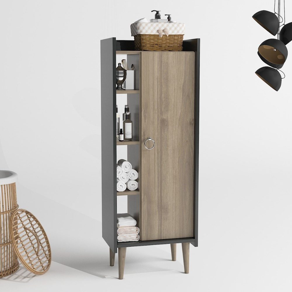 44026029.1 Dulap, Quasar & Co.®, mobilier living/dormitor, 50 x 29.8 x 137 cm, MDF, gri/nuc