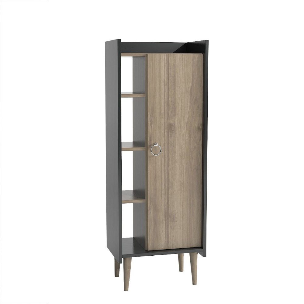 Dulap, Quasar & Co.®, mobilier living/dormitor, 50 x 29.8 x 137 cm, MDF, gri/nuc 2 Dulap, Quasar & Co.®, mobilier living/dormitor, 50 x 29.8 x 137 cm, MDF, gri/nuc 2