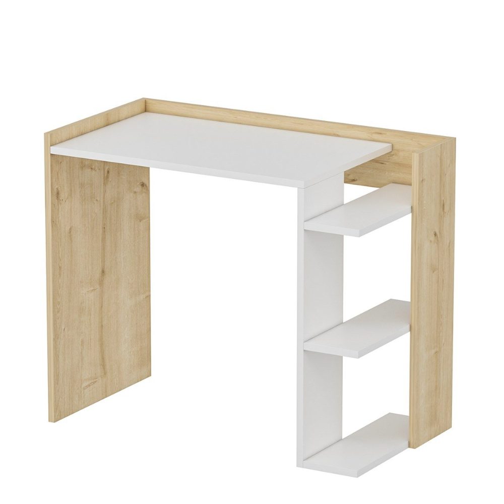 Birou, Quasar & Co.®, mobilier living/office, 90 x 47 x 75 cm, MDF, alb/stejar bej 2 Birou, Quasar & Co.®, mobilier living/office, 90 x 47 x 75 cm, MDF, alb/stejar bej 2