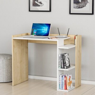 Birou, Quasar & Co.®, mobilier living/office, 90 x 47 x 75 cm, MDF, alb/stejar bej 7 Birou, Quasar & Co.®, mobilier living/office, 90 x 47 x 75 cm, MDF, alb/stejar bej 7