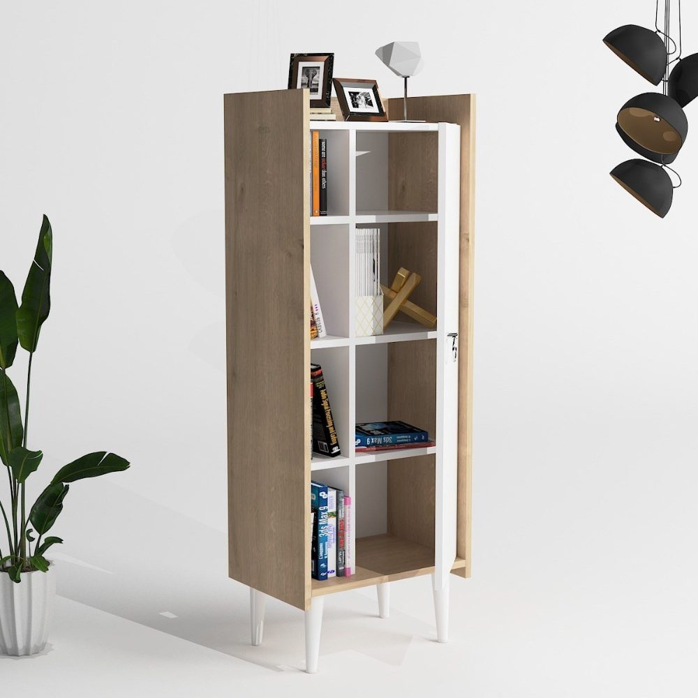 Dulap Quasar & Co.®, MDF, mobilier living/dormitor, 50×29.8×137 cm, alb/stejar 6 Dulap Quasar & Co.®, MDF, mobilier living/dormitor, 50×29.8×137 cm, alb/stejar 6