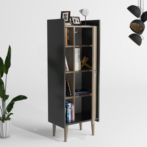 Dulap, Quasar & Co.®, mobilier living/dormitor, 50 x 29.8 x 137 cm, MDF, gri/nuc - imagine 5