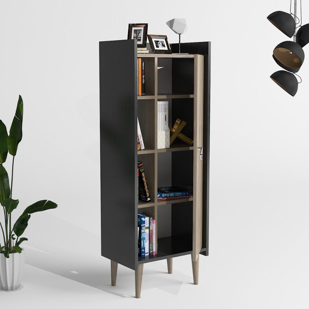 Dulap, Quasar & Co.®, mobilier living/dormitor, 50 x 29.8 x 137 cm, MDF, gri/nuc 5 Dulap, Quasar & Co.®, mobilier living/dormitor, 50 x 29.8 x 137 cm, MDF, gri/nuc 5