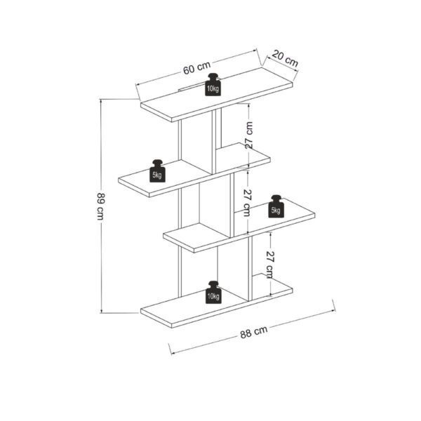 Raft perete, Quasar & Co.®, mobilier living/dormitor, 88 x 89 x 20 cm, MDF, alb mat/stejar - imagine 5