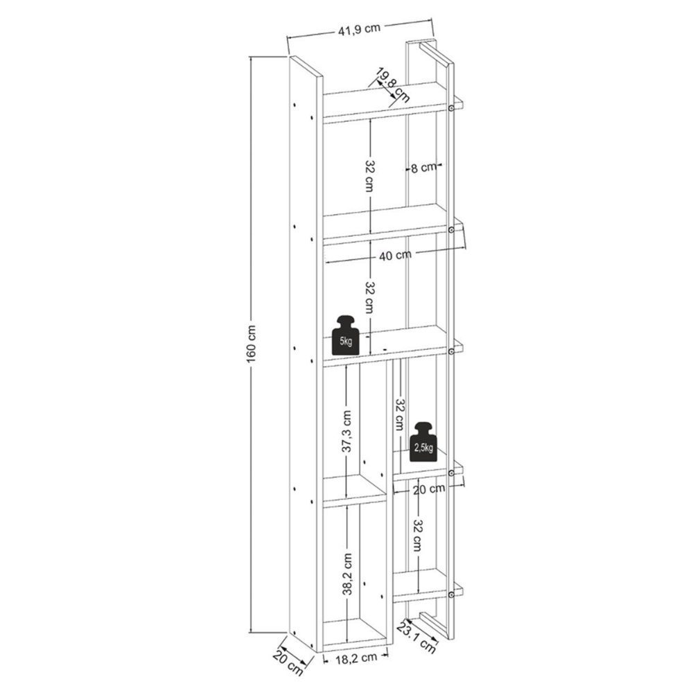 Raft de colt, Quasar & Co.®, mobilier living/dormitor, 42 x 23 x 160 cm, MDF, stejar bej 6