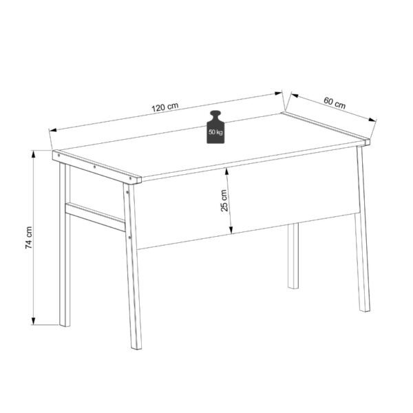 Birou, Quasar & Co.®, mobilier living/office, 120 x 60 x 74 cm, MDF, gri/nuc natur - imagine 6