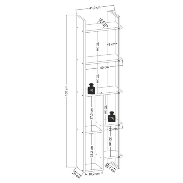 Raft de colt, Quasar & Co.®, mobilier living/dormitor, 42 x 23 x 160 cm, MDF, alb mat - imagine 6