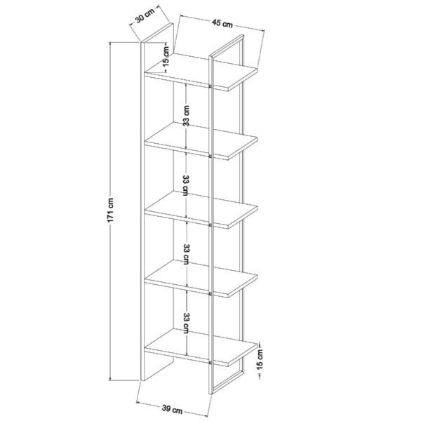 Raft de colt, Quasar & Co.®, mobilier living/dormitor, 45 x 30 x 171 cm, MDF, nuc inchis - imagine 5