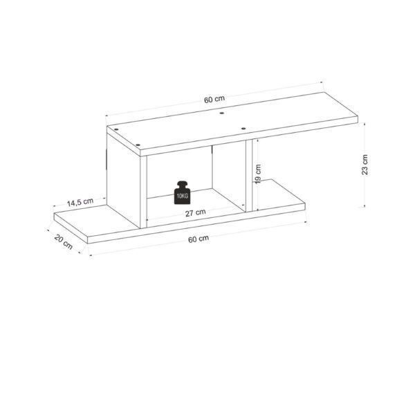 Set 2 rafturi perete, Quasar & Co.®, mobilier living/dormitor, 74.5 x 20 x 23 cm, MDF, alb/stejar - imagine 6