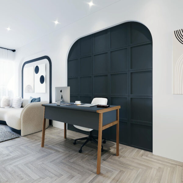 Birou, Quasar & Co.®, mobilier living/office, 120 x 60 x 74 cm, MDF, gri/nuc natur Birouri 2024-05-05