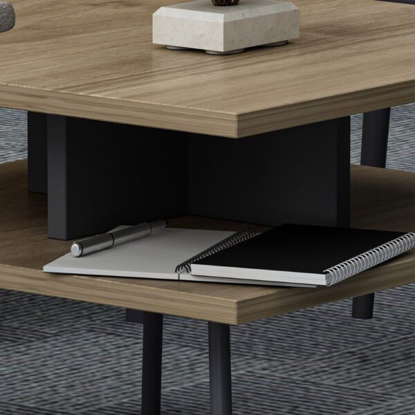 Set birou cu masa cafea, Quasar & Co.®, mobilier living/office, 140 x 60 x 73.8 cm/45 x 45 x 35 cm, gri/nuc brun - imagine 7