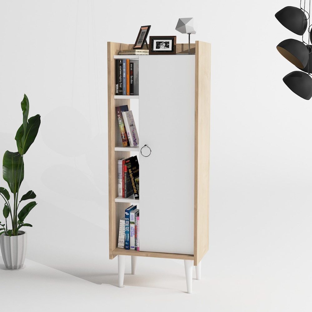 Dulap Quasar & Co.®, MDF, mobilier living/dormitor, 50×29.8×137 cm, alb/stejar 8 Dulap Quasar & Co.®, MDF, mobilier living/dormitor, 50×29.8×137 cm, alb/stejar 8