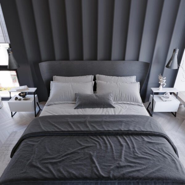 Set 2 noptiere, Quasar & Co.®, MDF, 49x29.5x50 cm, alb/negru - imagine 7
