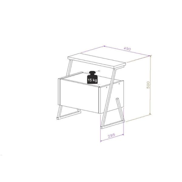 Set 2 noptiere, Quasar & Co.®, MDF, 49x29.5x50 cm, gri antracit/negru - imagine 8