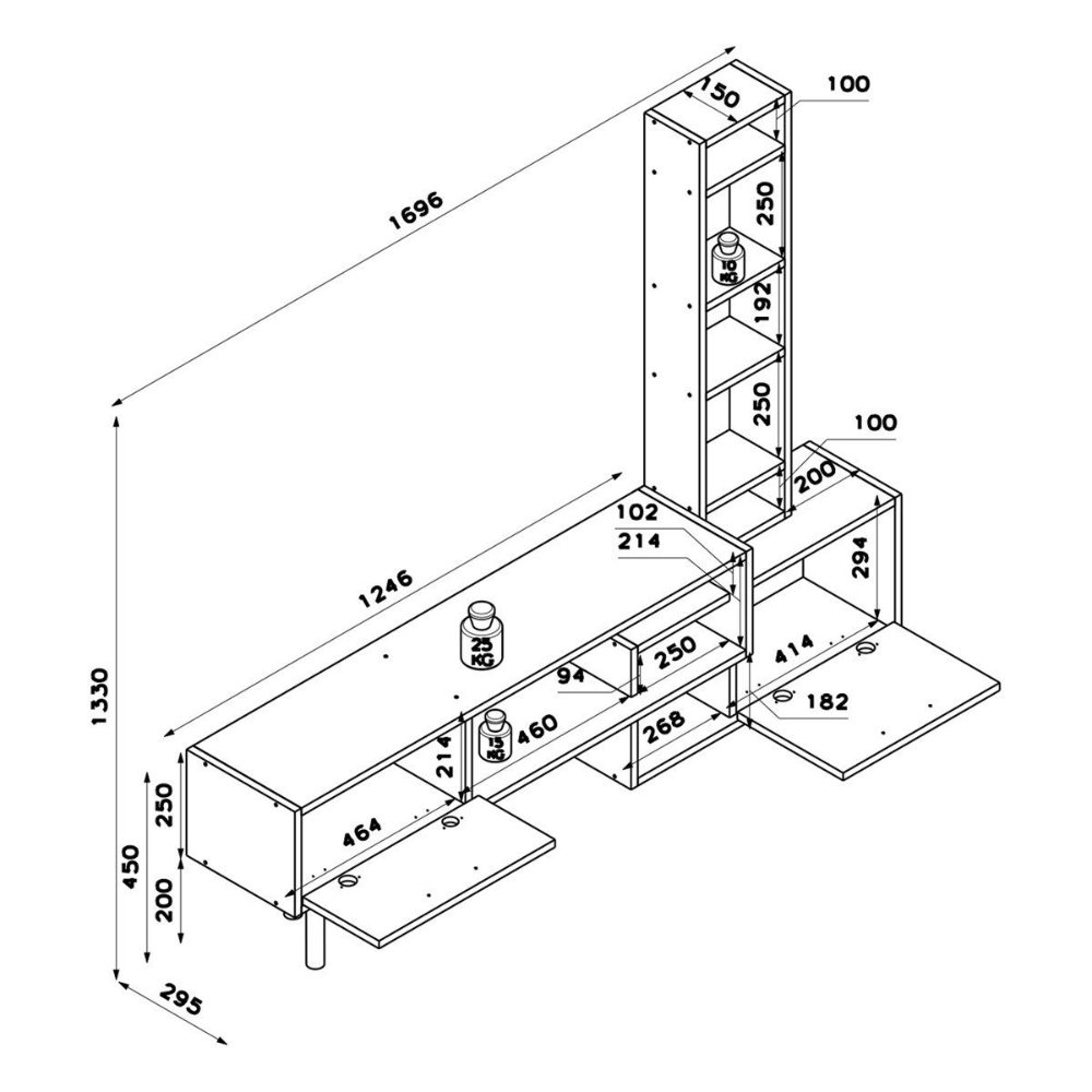 Comoda TV, Quasar & Co.®, mobilier living, 169.6 x 29.5 x 133 cm, MDF, gri/nuc 8 Comoda TV, Quasar & Co.®, mobilier living, 169.6 x 29.5 x 133 cm, MDF, gri/nuc 8