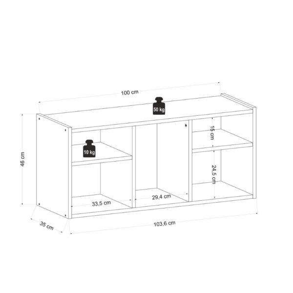 Comoda TV, Quasar & Co.®, mobilier living/dormitor/camera copilului, cu sertare, 103.6 x 35 x 46 cm, MDF, alb mat/stejar - imagine 9