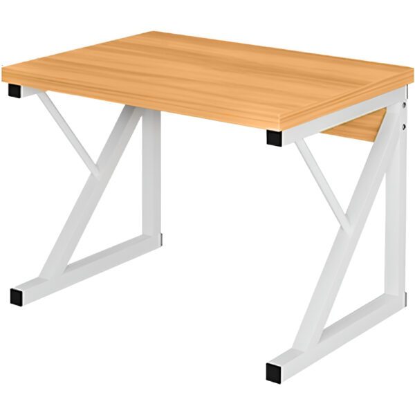 Raft cuptor microunde, Quasar & Co.®, suport bucatarie, rafturi cu 3 carlige, etajera cu cadru metalic si polita lemn, model Kraft, 54 x 37 x 34,5 cm alb-bej - imagine 2