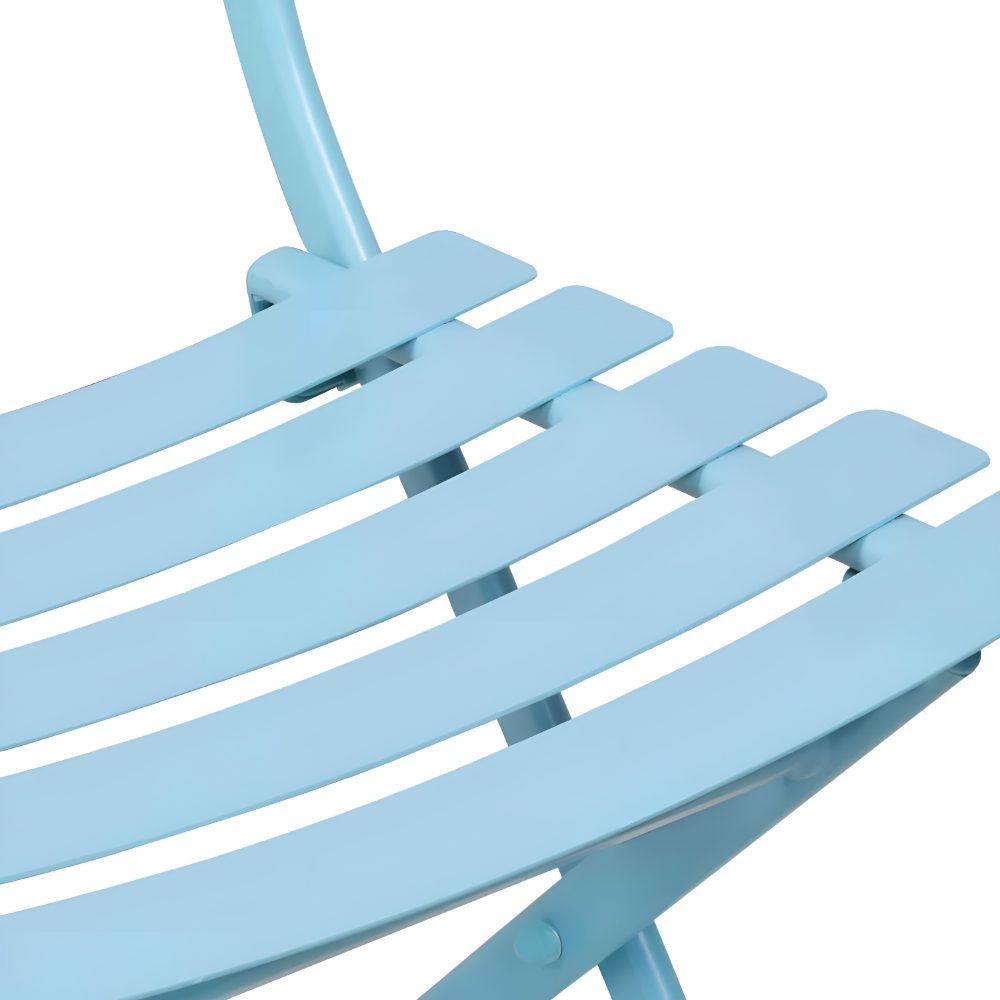 Set mobilier gradina, Quasar & Co.®, pentru balcon, terasa, bistro, format din masa si 2 scaune, pliabil, metal, albastru deschis 3