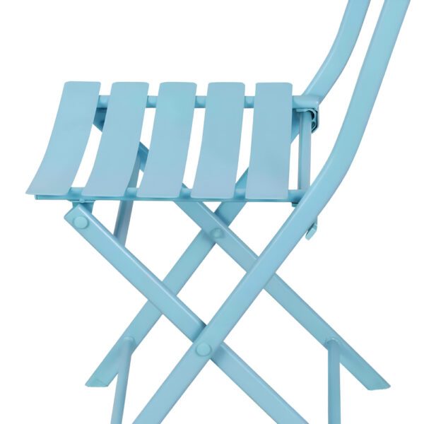 Set mobilier gradina, Quasar & Co.®, pentru balcon, terasa, bistro, format din masa si 2 scaune, pliabil, metal, albastru deschis - imagine 5