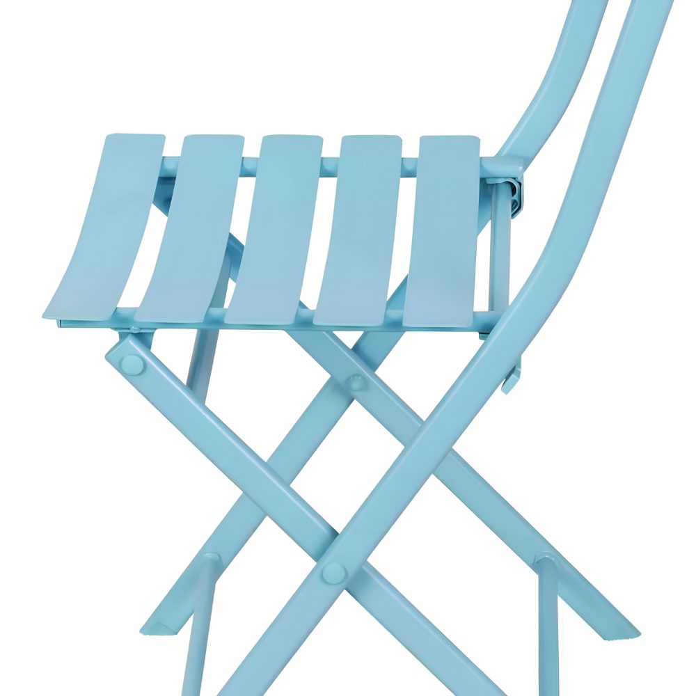Set mobilier gradina, Quasar & Co.®, pentru balcon, terasa, bistro, format din masa si 2 scaune, pliabil, metal, albastru deschis 5