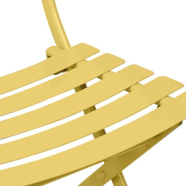 Set mobilier gradina, Quasar & Co.®, pentru balcon, terasa, bistro, format din masa si 2 scaune, pliabil, metal, galben - imagine 4