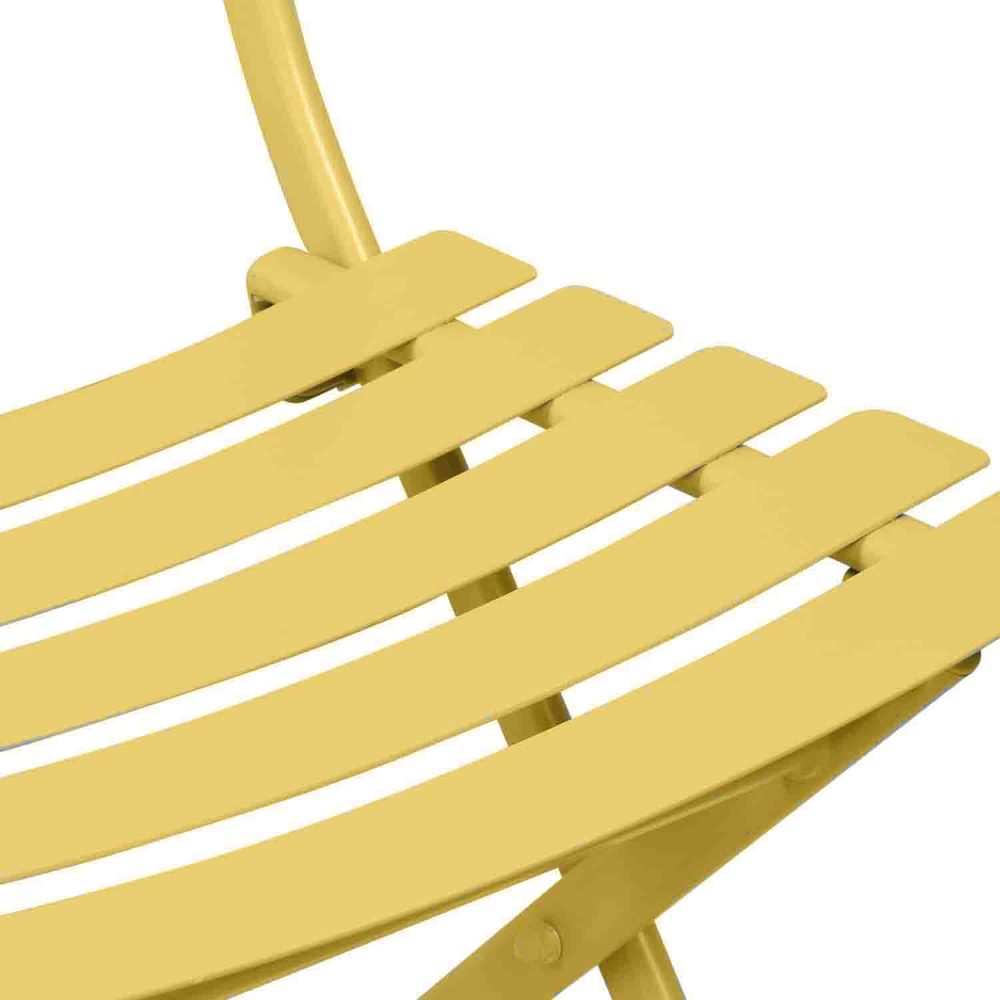 Set mobilier gradina, Quasar & Co.®, pentru balcon, terasa, bistro, format din masa si 2 scaune, pliabil, metal, galben 4