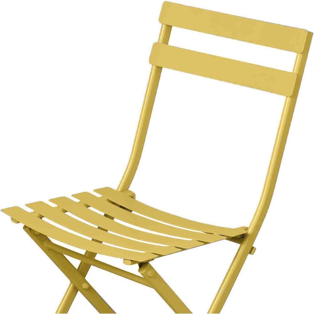 Set mobilier gradina, Quasar & Co.®, pentru balcon, terasa, bistro, format din masa si 2 scaune, pliabil, metal, galben 5