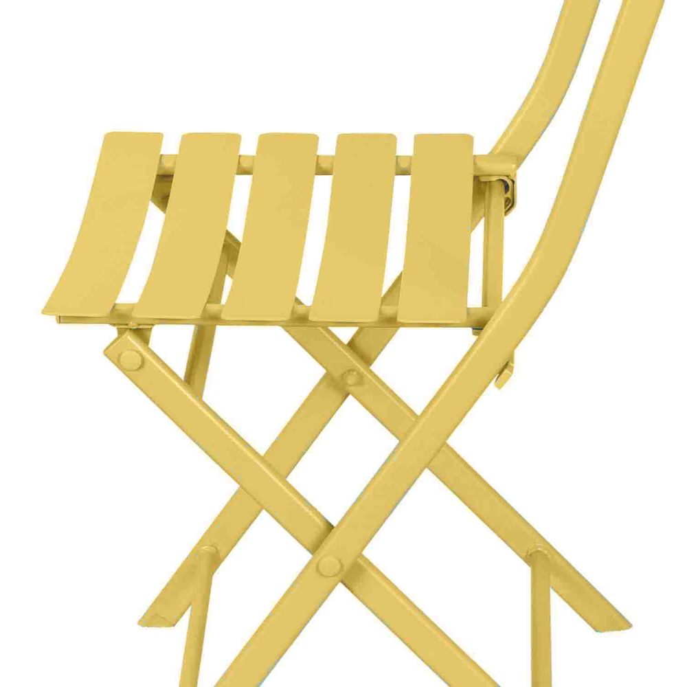 Set mobilier gradina, Quasar & Co.®, pentru balcon, terasa, bistro, format din masa si 2 scaune, pliabil, metal, galben 6