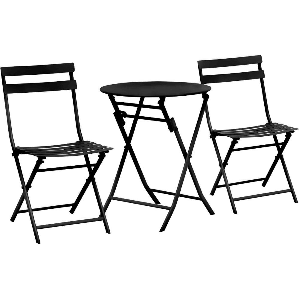 Set mobilier gradina, Quasar & Co.®, pentru balcon, terasa, bistro, format din masa si 2 scaune, pliabil, metal, negru 2