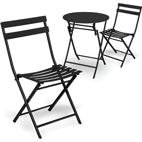 Set mobilier gradina, Quasar & Co.®, pentru balcon, terasa, bistro, format din masa si 2 scaune, pliabil, metal, negru Seturi mobila gradina 2024-07-27 2