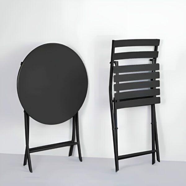 Set mobilier gradina, Quasar & Co.®, pentru balcon, terasa, bistro, format din masa si 2 scaune, pliabil, metal, negru - imagine 6