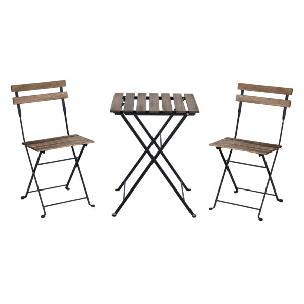 Set mobilier gradina, Quasar & Co.®, pentru balcon, terasa, bistro, format din masa si 2 scaune, pliabil, metal-lemn, natur-negru Seturi mobila gradina 2024-07-27