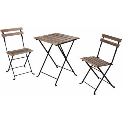 Set mobilier gradina, Quasar & Co.®, pentru balcon, terasa, bistro, format din masa si 2 scaune, pliabil, metal-lemn, natur-negru 10