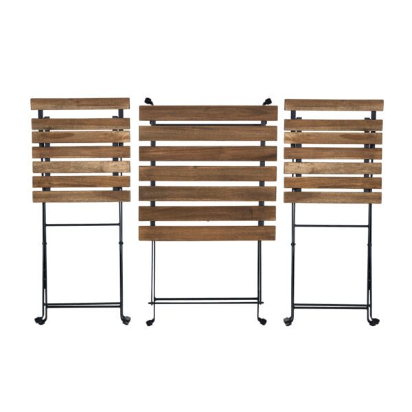 Set mobilier gradina, Quasar & Co.®, pentru balcon, terasa, bistro, format din masa si 2 scaune, pliabil, metal-lemn, natur-negru - imagine 3