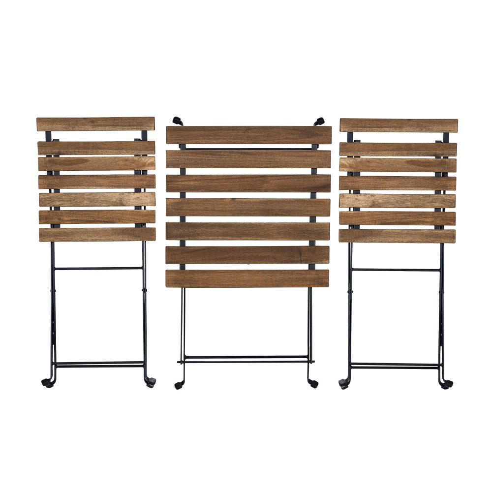 Set mobilier gradina, Quasar & Co.®, pentru balcon, terasa, bistro, format din masa si 2 scaune, pliabil, metal-lemn, natur-negru 3