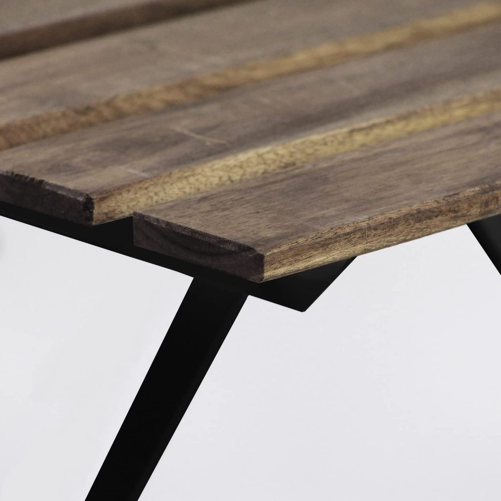 Set mobilier gradina, Quasar & Co.®, pentru balcon, terasa, bistro, format din masa si 2 scaune, pliabil, metal-lemn, natur-negru 5