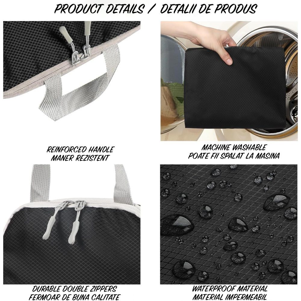 Set 8 huse organizare bagaj, Quasar & Co.®, impermeabile, 4 cu compresie/extensie, 1 husa pantofi, 1 husa tip sac, 1 husa universala, 1 geanta cosmetice, negru 7 Set 8 huse organizare bagaj, Quasar & Co.®, impermeabile, 4 cu compresie/extensie, 1 husa pantofi, 1 husa tip sac, 1 husa universala, 1 geanta cosmetice, negru 7