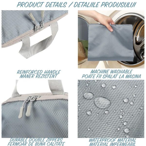 Set 8 huse organizare bagaj, Quasar & Co.®, impermeabile, 4 cu compresie/extensie, 1 husa pantofi, 1 husa tip sac, 1 husa universala, 1 geanta cosmetice, gri - imagine 7