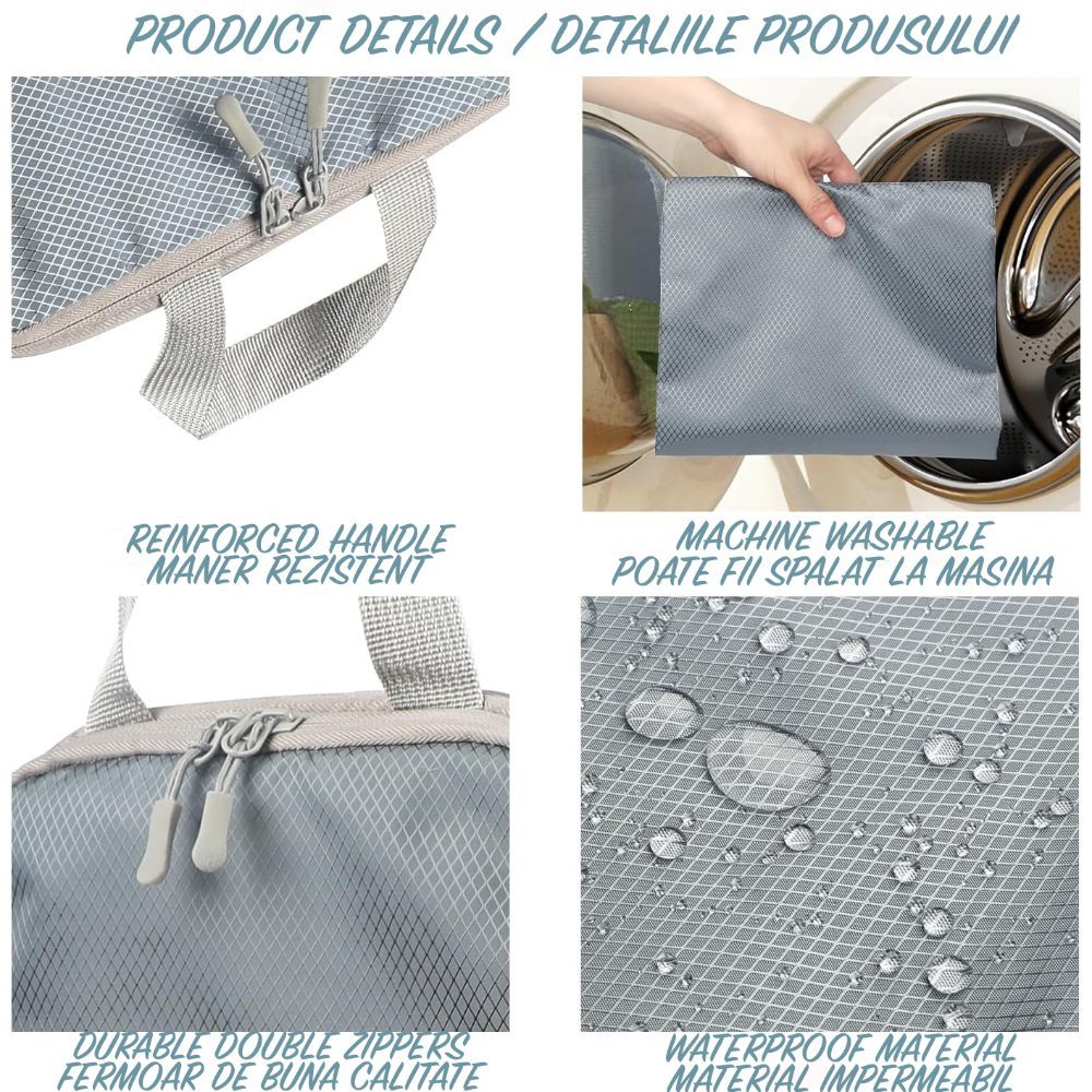 Set 8 huse organizare bagaj, Quasar & Co.®, impermeabile, 4 cu compresie/extensie, 1 husa pantofi, 1 husa tip sac, 1 husa universala, 1 geanta cosmetice, gri 7 Set 8 huse organizare bagaj, Quasar & Co.®, impermeabile, 4 cu compresie/extensie, 1 husa pantofi, 1 husa tip sac, 1 husa universala, 1 geanta cosmetice, gri 7