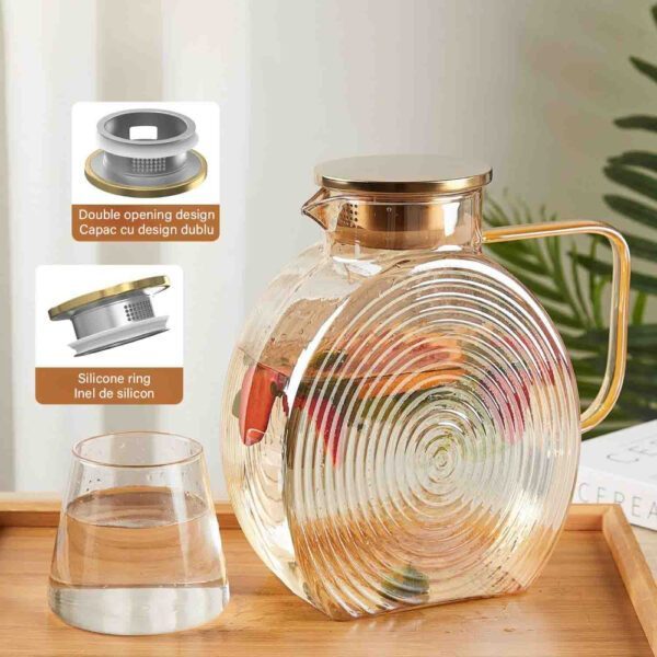Carafa, Quasar & Co.®, cu capac, ingusta-depozitare pe usa frigiderului, sticla, 2500 ml, amber - imagine 7