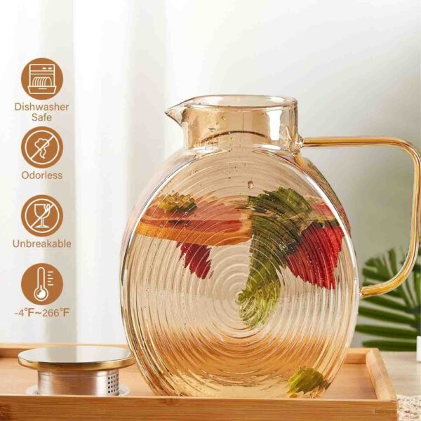 Carafa, Quasar & Co.®, cu capac, ingusta-depozitare pe usa frigiderului, sticla, 2500 ml, amber - imagine 9