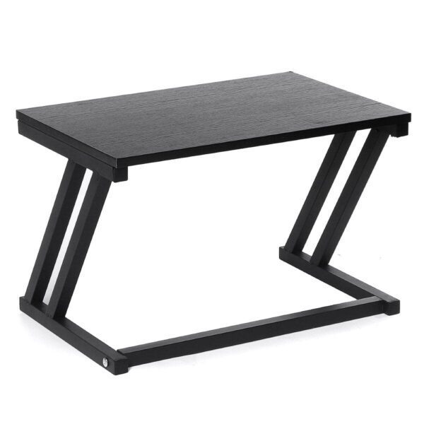 Raft cuptor microunde, Quasar & Co.®, suport bucatarie, rafturi cu 6 carlige, etajera cu cadru metalic si polite lemn, model Z-Micro, 57 x 38 x 38 cm, negru intens - imagine 2