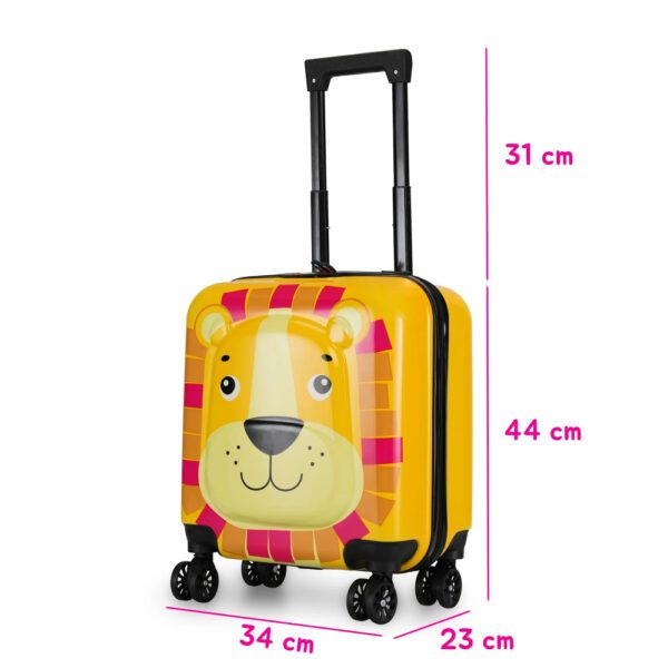 Troler cabina avion, Quasar & Co.®, Model Lion, 4 roti duble cu rotatie 360°, maner telescopic, cifru, 44x34x23 cm, ABS, galben/ciclam - imagine 10