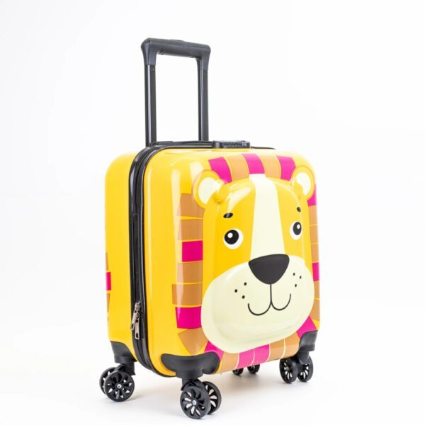Troler cabina avion, Quasar & Co.®, Model Lion, 4 roti duble cu rotatie 360°, maner telescopic, cifru, 44x34x23 cm, ABS, galben/ciclam - imagine 3
