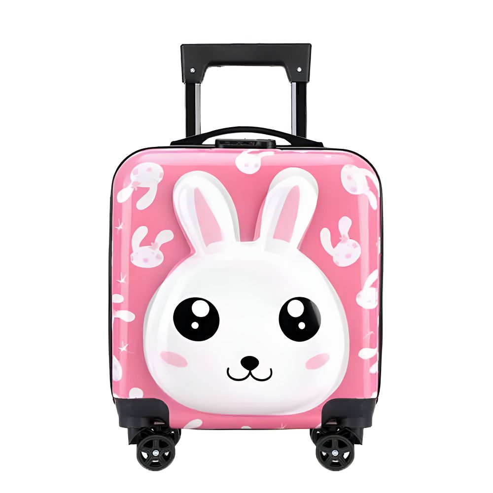 Troler cabina avion, Quasar & Co.®, Model Rabbit, 4 roti duble cu rotatie 360°, maner telescopic, cifru, 44x34x23 cm, ABS, roz/alb 2 Troler cabina avion, Quasar & Co.®, Model Rabbit, 4 roti duble cu rotatie 360°, maner telescopic, cifru, 44x34x23 cm, ABS, roz/alb 2