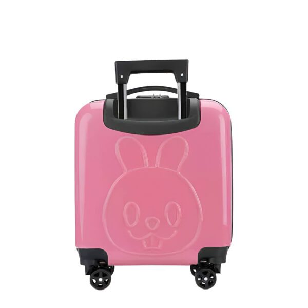 Troler cabina avion, Quasar & Co.®, Model Rabbit, 4 roti duble cu rotatie 360°, maner telescopic, cifru, 44x34x23 cm, ABS, roz/alb - imagine 6