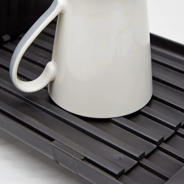 Scurgator de vase, Quasar & Co.®, extensibil, cu suport tacamuri si vesela, panta scurgere, 47x20x11 cm, metal/plastic, negru - imagine 8