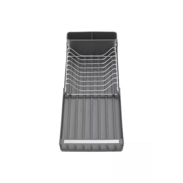 Scurgator de vase, Quasar & Co.®, extensibil, cu suport tacamuri si vesela, panta scurgere, 47.1x20x11 cm, metal/plastic, gri - imagine 4